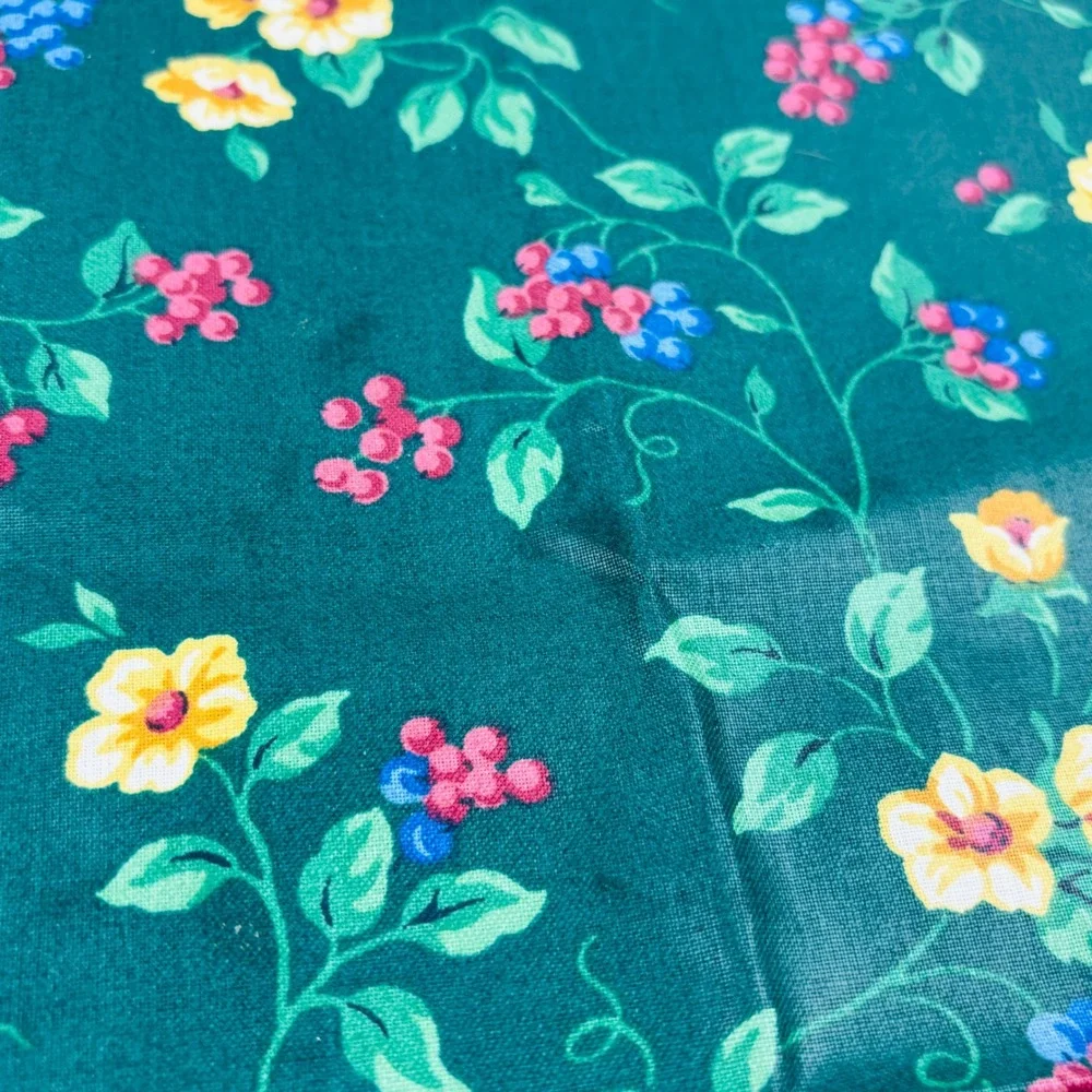 Longaberger Emerald Vine‎ Napkins Set of 2 Green Floral Cotton 17x17 USA Flaws